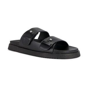 Steve Madden Mariel Sandal in Black Leather Birkenstocks Flat Slide Mules 9.5